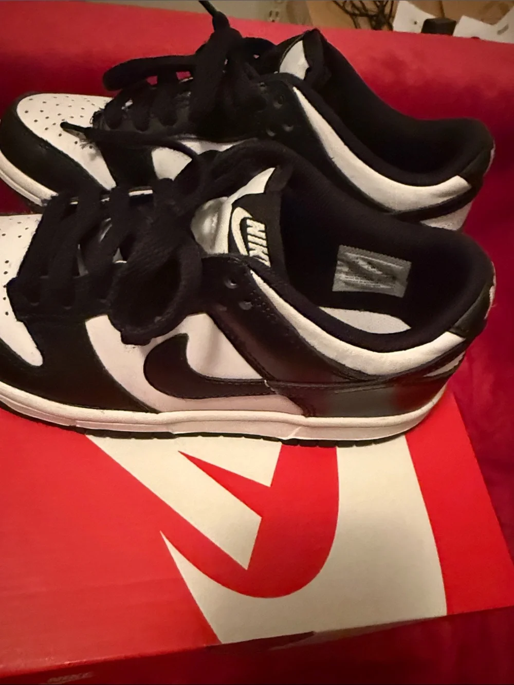Nike Dunk Low (GS) Box Label - White/Black on Red